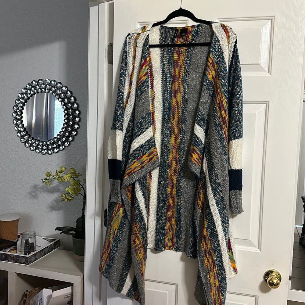 New Directions Waterfall Cardigan Sweater XL Multicolor Stripe